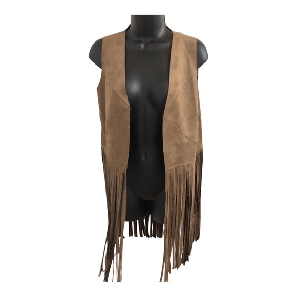 Sincerely‎ Jules suede boho western brown fringed open front vest size small - Picture 2 of 13